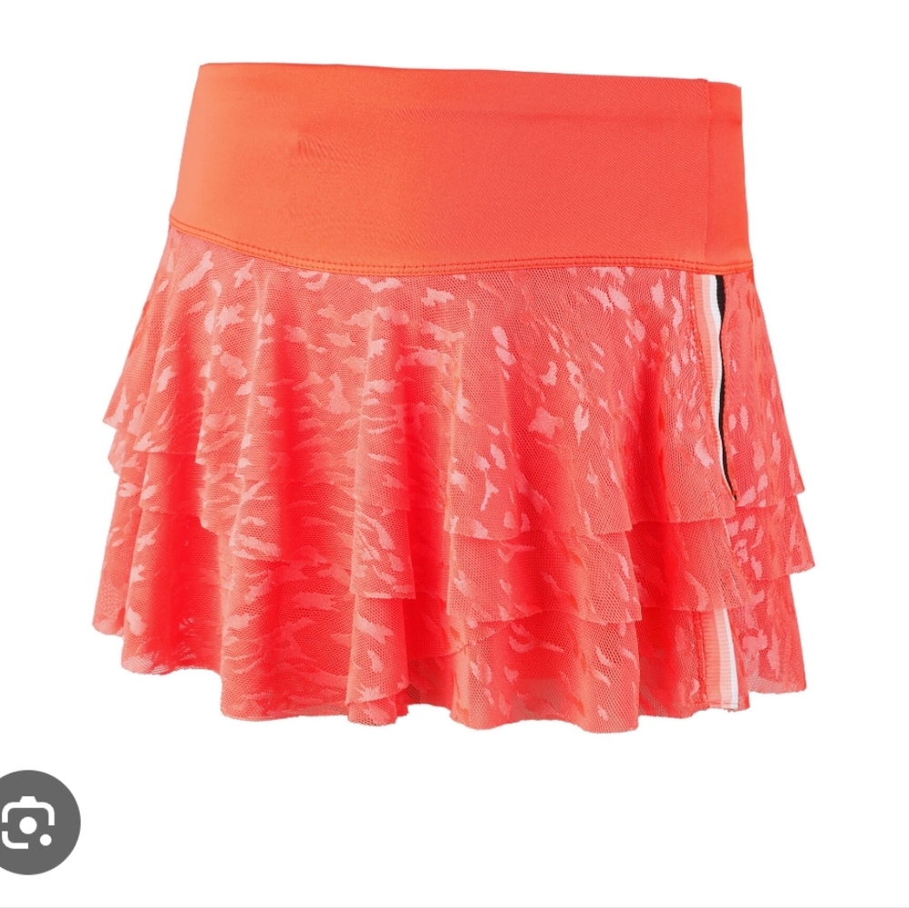 Lucky in Love Women's Orange Tennis Skirt - Picture 2 of 6